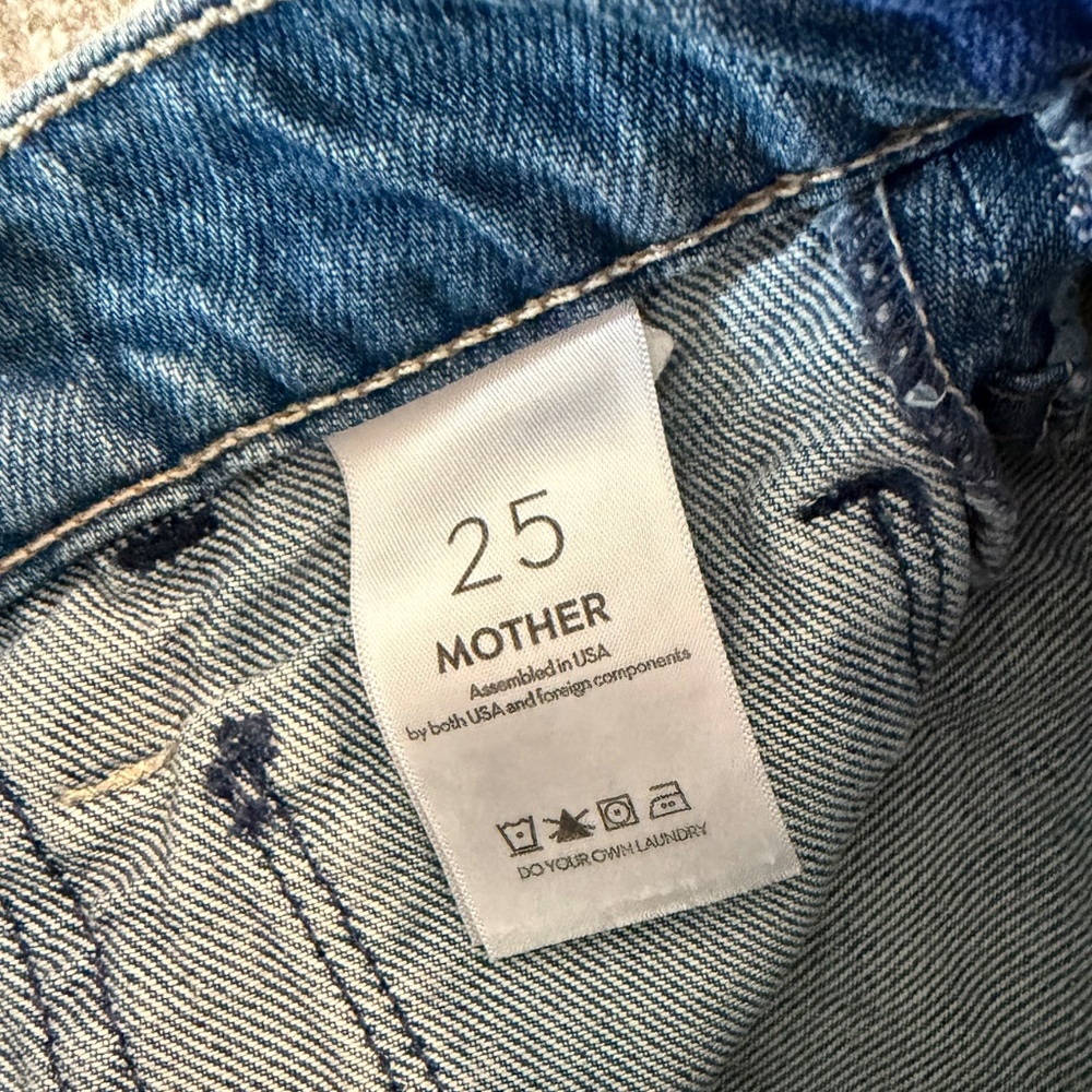 MOTHER The Patch Maven Heel Wide Leg  High Rise Jeans in Love Triangle Size 25 - Picture 3 of 12
